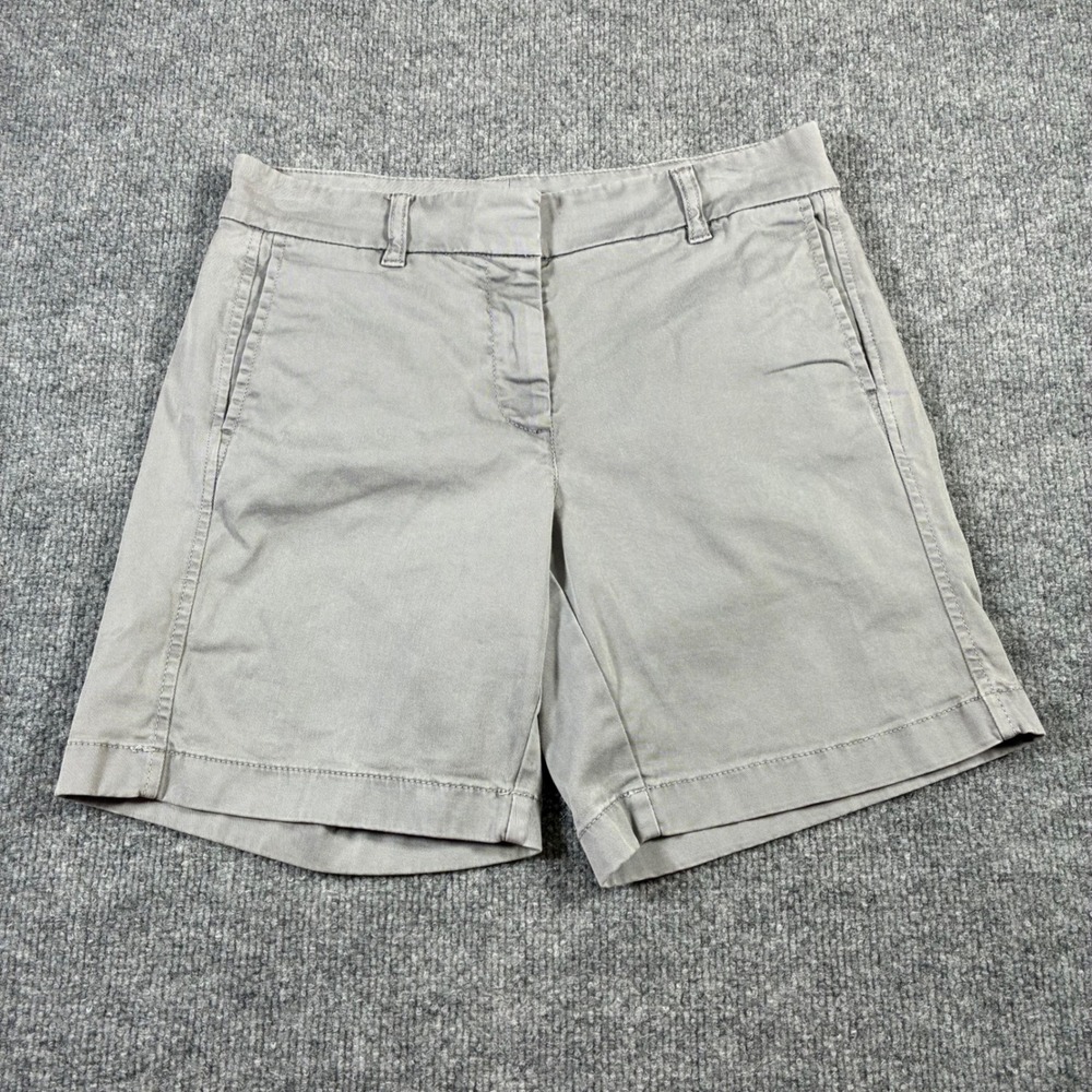 J.Crew Chino Shorts Womens 0 Gray Mid Rise Cotton Twill Preppy Casual
